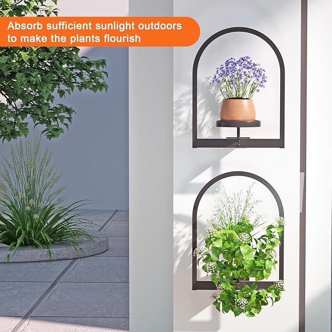 Wall Plant Holder, Wall Planter for Indoor Plants, Window Plant shelves for Multiple Plants Indoor Outdoor, Framed Plant Holder for Home Decor (2 Pack)-Ruum Studio Home