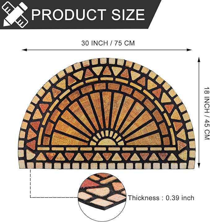 CHICHIC Welcome Door Mat 18 x 30 Inch Front Doormat Outdoors for Home Entrance Outdoors Mat for Outside Entry Way Doormat Entry Rugs, Heavy Duty Non Slip Rubber Back Low Profile, Semicircle-Ruum Studio Home