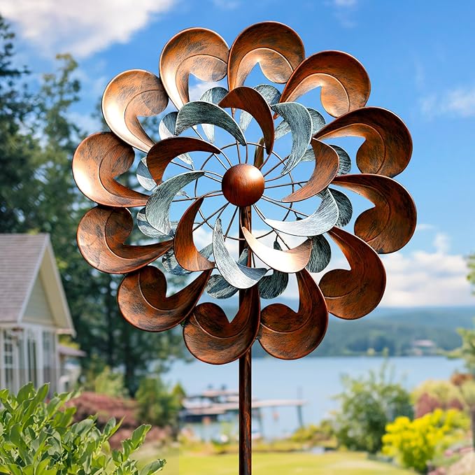 Wind Spinner Outdoor Garden Decor, Wind Spinners for Yard and Garden, 84 inch Copper Wind Sculptures & Spinners, Windmill for Yard Decorations - Larger Spinners-Ruum Studio Home