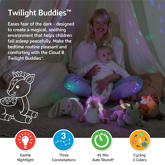 Cloud b Calming Nightlight Star Projector | Gentle Brightness | 3 Colors | 3 Constellations | Auto-Shutoff | Twilight Buddies®- Fawn-Ruum Studio Home