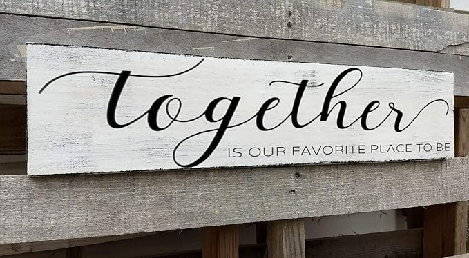 Farmhouse Bedroom Wall Art, Together is Our Favorite Place to Be,Rustic Wood Wall Hanging Quotes Master Bedroom Signs Family Plaque Home Decor for Wedding Decorations (Together) 4x16 Inch-Ruum Studio Home