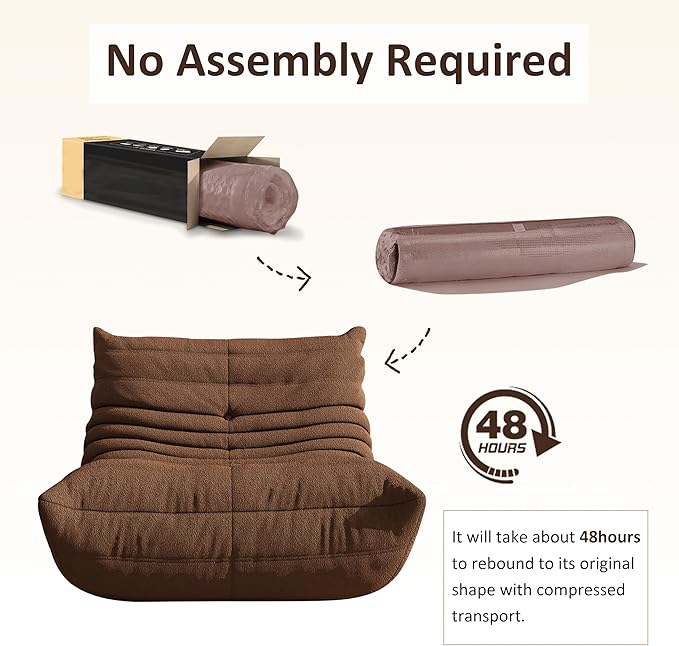 Bean Bag Chair, Oversized Bean Bag Chair for Living Room, Fireside Chair for Adults with Memory Foam Filled, Big Accent Sofa Lounge Floor Sofa for Gaming, Reading, Relax, No Assembly Required(Coffee)-Ruum Studio Home