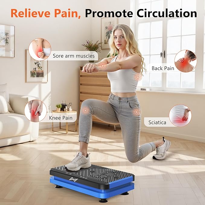 AXV Vibration Plate Fitness Platform Exercise Machine Vibrating Lymphatic Drainage Shaking Full Body Shaker Workout Vibrate Stand Shake Board Sport Gym for Weight Loss Fat Burner for Women Men-Ruum Studio Home