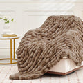 Ultra Soft Luxury Faux Fur Twin Blanket for Counch,Fuzzy Fluffy Plush Warm Cozy Elegant Wrinkled Blanket for Sofa Bedroom Living Room,（60"x80",Tie-dye Coffee）-Ruum Studio Home