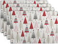 Christmas Tree Placemats Set of 4 Geometric Colorful Xmas Place Mats 12x18 Inch Seasonal Winter Holiday Farmhouse Washable Linen Table Mat for Party Kitchen Dining Decoration-Ruum Studio Home