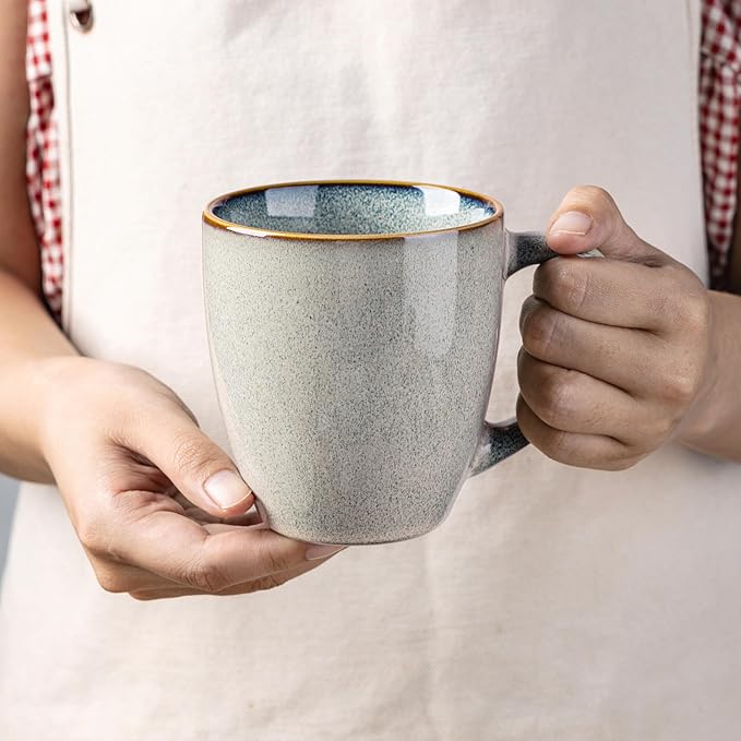 GBHOME Ceramic Coffee Mugs Set of 6, 12oz Stoneware Coffee Mugs Set For Dad Mom Women MEN, Light Weight Coffee Cups for Latte/Tea/Beer/Hot Cocoa, Dishwasher & Microwave Safe-Ruum Studio Home