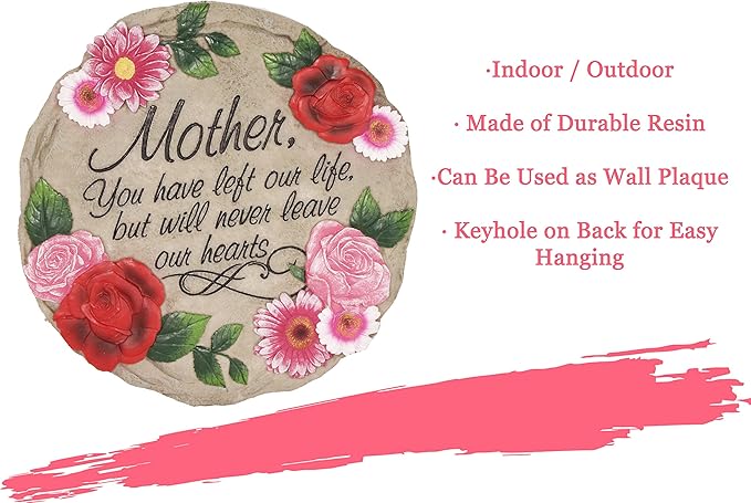 Spoontiques - Garden Decor - Mother Left Our Life but Never Hearts - Decorative Stone for Garden-Ruum Studio Home