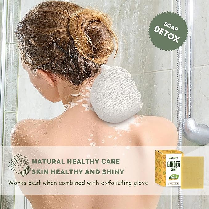 Ginger Soap Lymphatic Drainage Pack 6 - Anti-Cellulite Skin Tightening - Natural Ingredients Detox Soaps for Deep Clean Shower, Detoxification, Rejuvenating-Ruum Studio Home