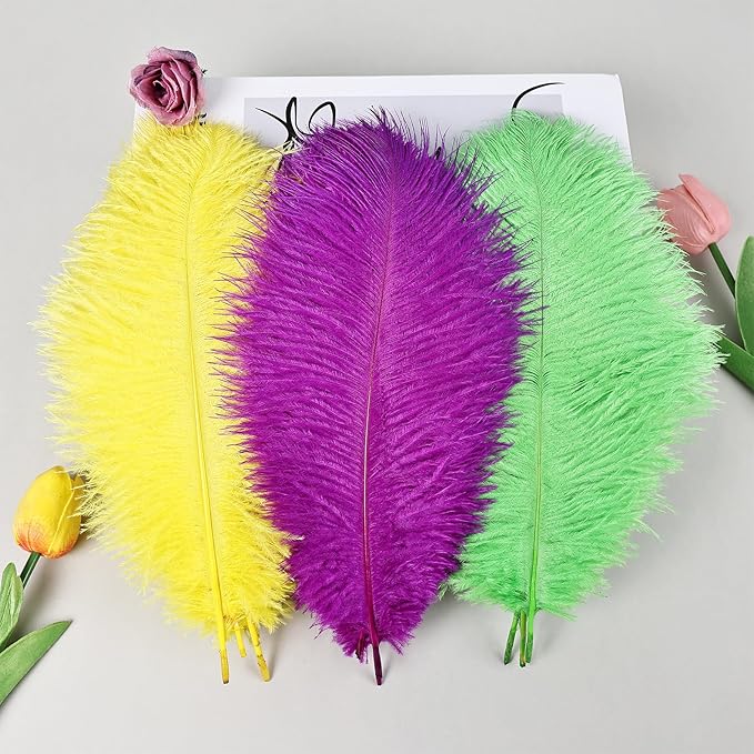 THARAHT Light Yellow Ostrich Feathers 24pcs Natural Bulk 8-10Inch 20cm-25cm for Wedding Party Centerpieces Easter Gatsbi and Home Decoration Feathers-Ruum Studio Home