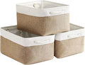 Fabric Storage Baskets - Rectangular Baskets for Organizing Fabric, Shelves & Decorative Use (White & Khaki)-Ruum Studio Home