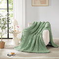 L'AGRATY Chunky Knit Blanket Throw: 72''x84'' Chenille Chunky Knitted Throw Blanket for Bed Couch - Handmade Thick Big Cable Knit Blanket - Large Chunky Crochet Blanket for Home Decor(Sage Green)-Ruum Studio Home