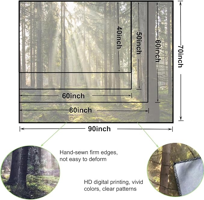 Onivein Forest Tapestry Nature Sunlight Streaming Through Green Trees Wall Hanging for Bedroom Living Room Office Decor 80 x 60 Inches-Ruum Studio Home