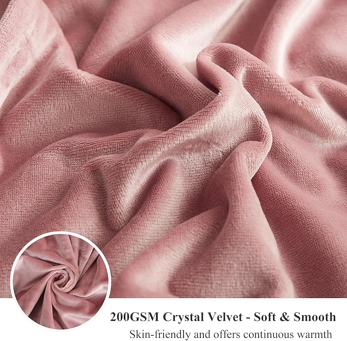XeGe Plush Faux Fur Throw, Dusty Pink Luxurious 50x60 Shaggy Furry Blanket, Fluffy Microfiber Velvet Couch Throw, Ultra Soft Warm Fuzzy Lap Blanket for Sofa Bed Chair Car Office, Dusty Pink-Ruum Studio Home