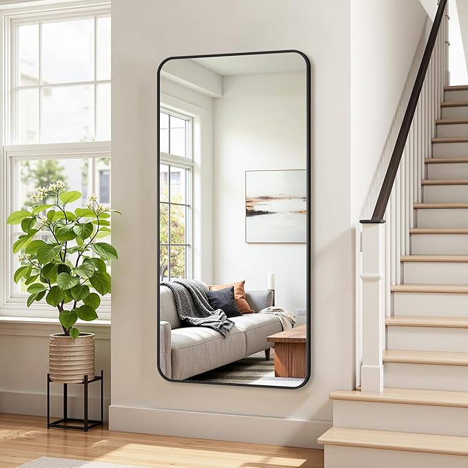 Bathroom Mirror 60" x 30", Large Rectangle Wall Mirror, Black Metal Frame Wall Mounted Mirrors for Bathroom, Vanity, Bedroom, Entryway Decor(Horizontal/Vertical)-Ruum Studio Home