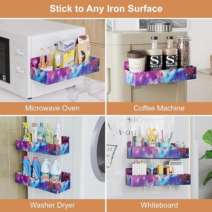 Magnetic Spice Rack for Refrigerator, Kitchen Organizer and Storage Shelf, Starry Sky(4 Pack)-Ruum Studio Home