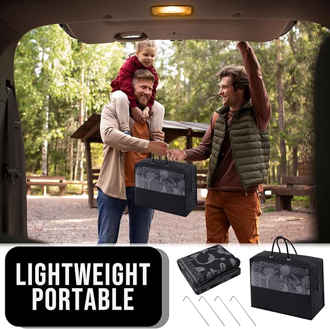 OLANLY Waterproof Outdoor Rug 6x9 ft, Outdoor Plastic Straw Rug with Flower Pattern, Reversible RV Mat for Patio, Camping, Balcony, Deck, Backyard, Black & Grey-Ruum Studio Home