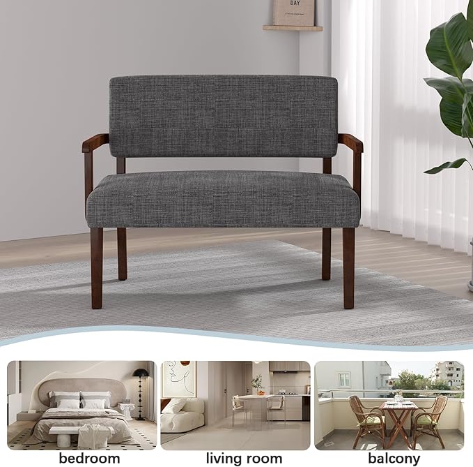 Accent Chair 2 Seat, Arm Chairs with Soft Seat and Armrests for Living Room, Love seat for Dining, Reading, and Waiting Rooms (Gray)-Ruum Studio Home