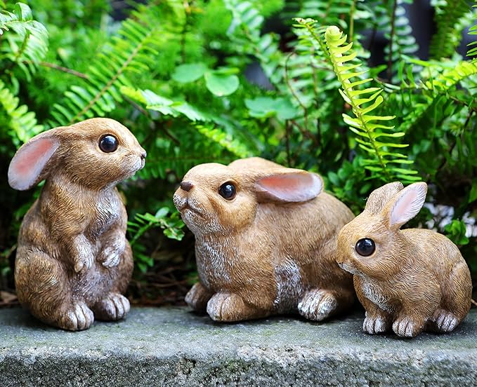 Bunny Decor Yard Decorations Outdoor Set of 3, Bunny Decorations for Home Garden Outdoor Statues, Easter Rabbit Figurines mom Gifts-Ruum Studio Home