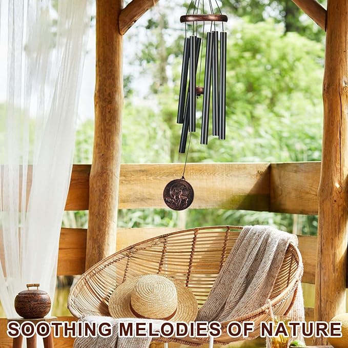 Wind Chimes for Outside, Deer Deep Tone Vintage Wind Chime Outdoor Clearance, Sympathy/Memorial/Festivals/Birthday Gift for Mom Dad Grandma, Home Garden Patio Decor (34" Deer)-Ruum Studio Home
