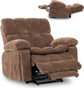 Oversized Power Lift Recliner Chair with Adjustable Headrest for Elderly,Dual Motor Lay Flat Recliner Chair with USB Port,Type C,Big and Tall Recliner with Massage and Heat,Cup Holders,Storebox,Brown-Ruum Studio Home
