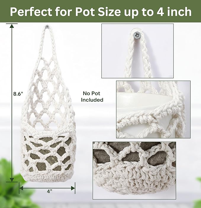 3PK Wall Planters for Indoor Plants, Macrame Plant Hanger | Wall Planter, Plant Hanger, Hanging Planter (3PK, for 4 inch Pot)-Ruum Studio Home