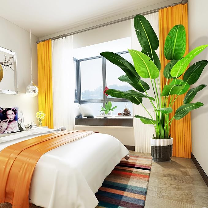 7.2ft Artificial Silk Bird of Paradise Palm Tree (85in) with 17 Trunks Faux Tree and Plastic Nursery Pot, Fake Plant for Office House Farmhouse Living Room Home Decor (Indoor/Outdoor)-Ruum Studio Home