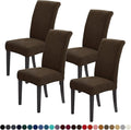 Joccun Chair Covers for Dining Room Set of 4,Dining Chair Slipcovers Stretch Dining Room Chair Covers Seat Protector,Washable Parsons Chair Cover for Home,Banquet(Seal Brown,4 Pack)-Ruum Studio Home