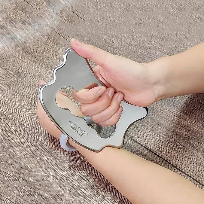 BYYDDIY Stainless Steel Massage Scraper Tool for Large Hands, Derma Edge Massage Tools,Gua Sha Scraping Tool for Physical Therapy,Muscle Scraper Tool (N)-Ruum Studio Home