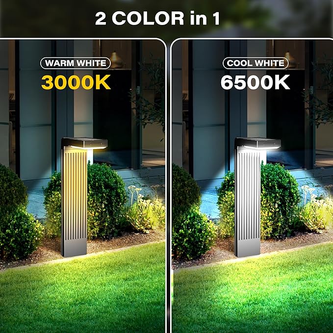 Solar Pathway Lights Outdoor 4Pack, 400LM Motion Sensor Walkway Lights with Warm/Cool White, 12H Lasting, IP65 Waterproof Solar Powered Landscape Lighting for Garden, Yard-Ruum Studio Home