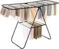 SONGMICS Clothes Drying Rack, with Sock Clips, Metal Laundry Rack, Foldable, Space-Saving, Free-Standing Airer, with 2 Height-Adjustable Gullwings, Indoor Outdoor Use, Black ULLR052B01-Ruum Studio Home