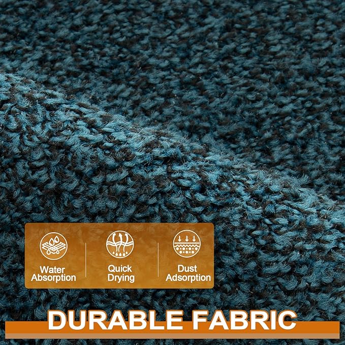 Mibao Front Door Mat, Dirt Trapper Welcome Mat for Outdoor Indoor, Non-Slip Waterproof Doormat, Durable Machine Washable Low Profile Entry Rug for Back Door Outside Patio Porch, 48" x 24", Blue-Ruum Studio Home