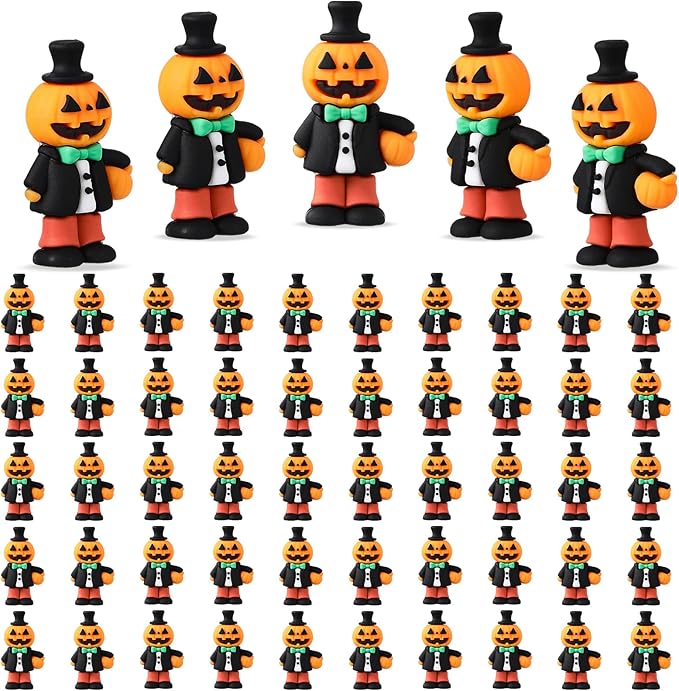 50 Pcs Halloween Mini Figurines Tiny Pumpkin Figures to Hide and Seek Rubber Wizard Miniatures Ornaments Gifts for Halloween Party Favors Table Decorations(Pumpkin)-Ruum Studio Home
