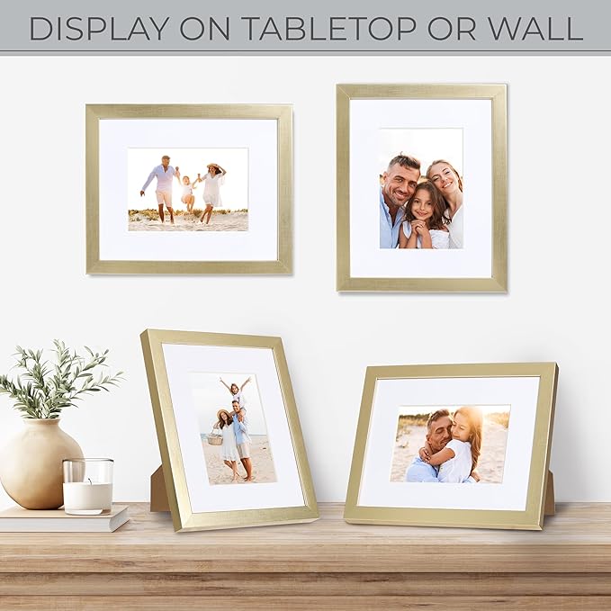 Sheffield Home 4 Piece Gallery Wall Frame Set, 8x10 Inch, Gold-Ruum Studio Home