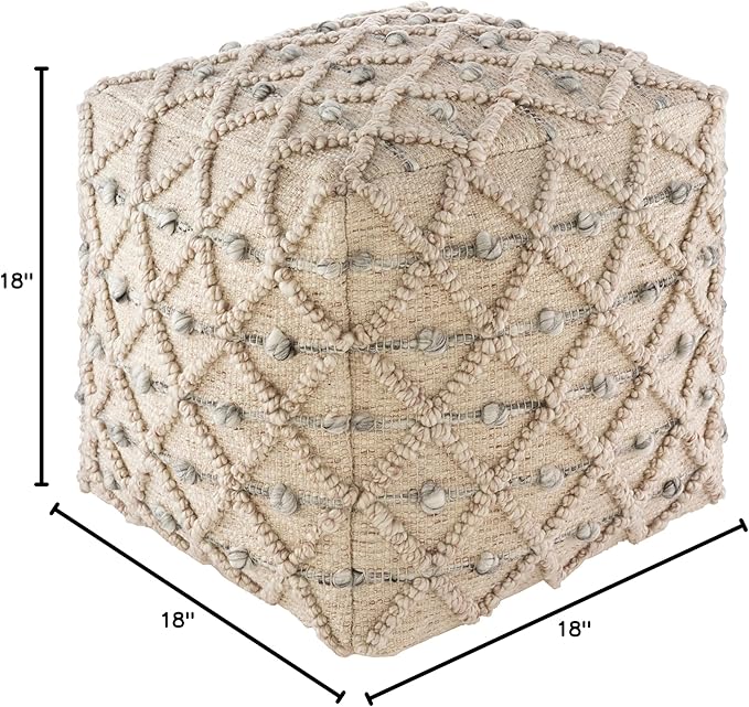 Mark&Day Pouf Ottoman, Paudorf Bohemian/Global Khaki Cube Pouf Foot Rest for Living Room, Bedroom and Boho Home Decor (18"x18"x18")-Ruum Studio Home