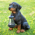 Garden Dog Statues Outdoor Decor, 13" Solar Powered LED Lights Outdoor Statue Garden Decorations Rottweiler Figurine for Patio, Lawn, Yard Art Decoration, Housewarming Garden Gift-Ruum Studio Home