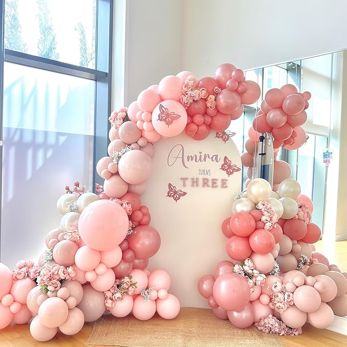 Dusty Pink Balloons 12 Inch Blush Pastel Light Baby Pink and White Latex Party Balloon with Clear Balloons for Women Girls Boho Birthday Wedding Baby Bridal Shower Anniversary Party Decoration-Ruum Studio Home