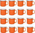 Set of 16 Ceramic Campfire Mugs – 15 Oz, Orange – Coffee & Tea Cups for Home, Work, Travel, Camping – Customizable, Great for DIY, Events, Companies-Ruum Studio Home