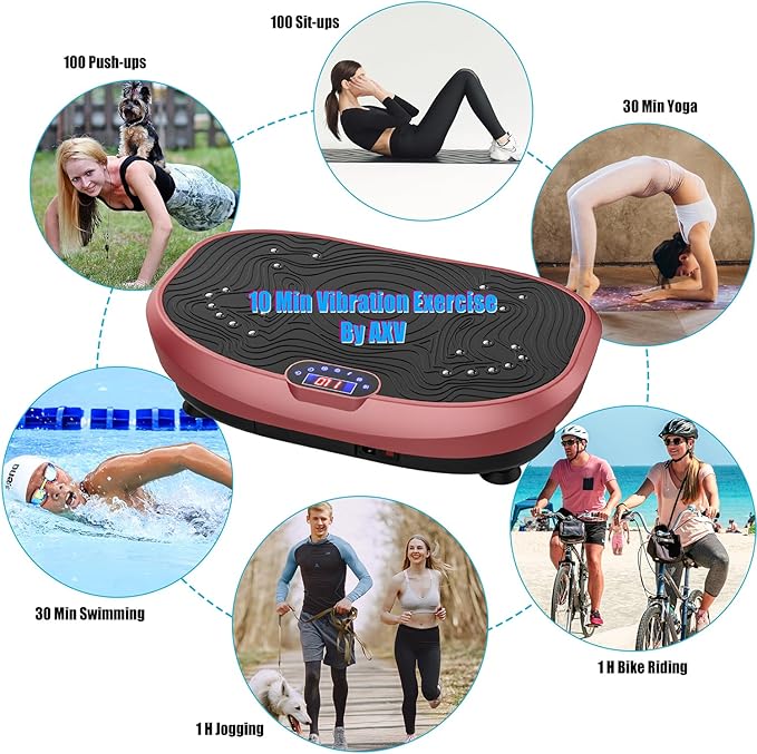 AXV Vibration Plate Exercise Machine Whole Body Workout Power Vibrate Fitness Platform Vibrating Machine Exercise Board for Weight Loss Shaping Toning Wellness Home Gyms Workout-Ruum Studio Home
