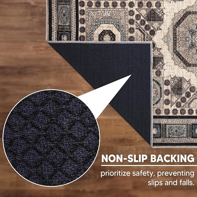 Keen Home Design 2x12 Rug - Machine Washable Runner Rug with Non-Slip Backing, Ideal for Hallway, Entryway, Kitchen, Laundry Room - Vintage, Easy Clean, Durable, Low Pile - (2'6" x 12')-Ruum Studio Home