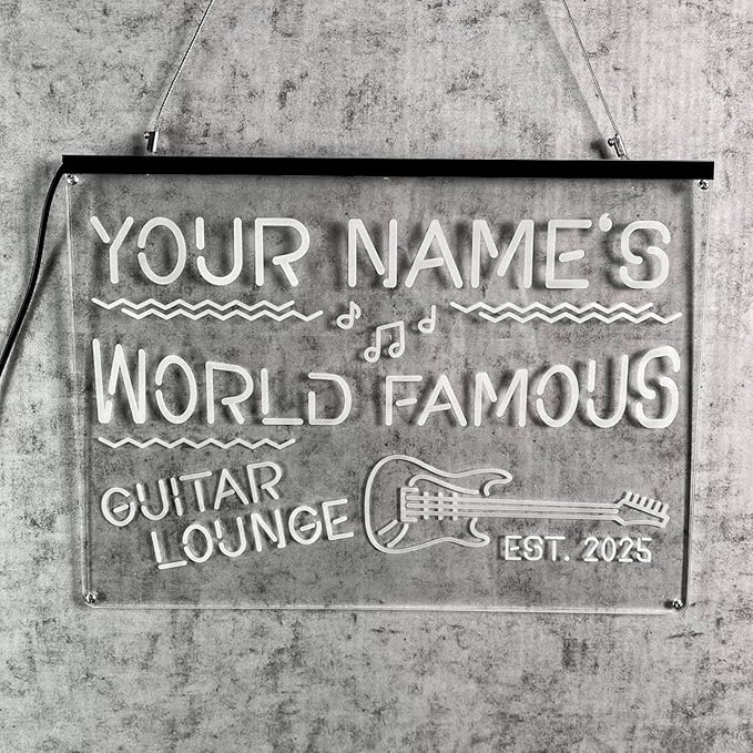 Personalized Guitar Bar Signs with Your Name for home wall light up with personalized pub name, man cave accessories, beer themed neon customizable lighted sign-Ruum Studio Home