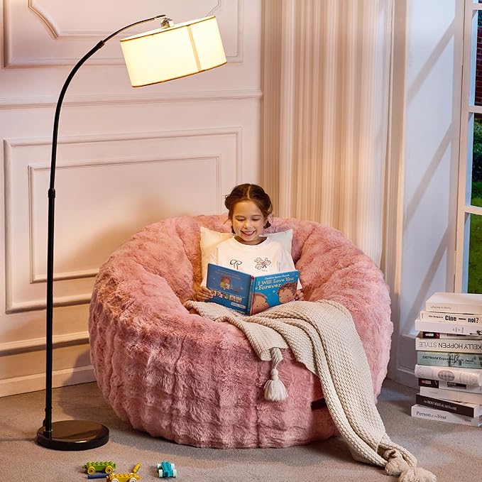 Hobestluk Bean Bag Chair Oversized Bean Bag Chair for Adults Donut-Shaped Large Bean Bag with Spacious Design for Living Room Bedroom or Reading Nook (Bubble Pink)-Ruum Studio Home