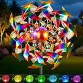 Solar Wind Spinners for Yard and Garden - 360° Metal Large Wind Sculptures Outdoor Clearance Kinetic Windmills with 4 Layer Jeweled Blades for Patio, Lawn Garden Decoration - 54Inch-Ruum Studio Home