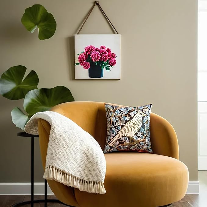 Cream Floral French Style Modern Floral Throw Pillow Cover - Hand Embroidered - 18x18 - White, Multicolor - Living Room, Bedroom, Outdoors, Accent, Home Staging-Ruum Studio Home