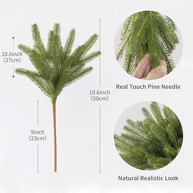 MISSPIN 12 Pcs 19.5 Inches Christmas Cedar Branches, Cedar Artificial Christmas Branches DIY Crafts Faux for Xmas Indoor Outdoor Home Decor-Ruum Studio Home