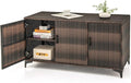 RELAX4LIFE 84-Gallon Outdoor Storage Box - Wicker Rattan 3-Door Patio Storage Cabinet Container w/Removable Shelves for Cushions, Garden Tools, Pool & Sports Equipment, Indoor Outdoor Deck Box (Brown)-Ruum Studio Home