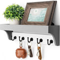 Rebee Vision Key Holder with Mail Organizer Wall Mount - Decorative Home Essentials for Key Rack with 5 Rustic Keys Hooks - Modern House Decor for Entryway (Gray & White)-Ruum Studio Home