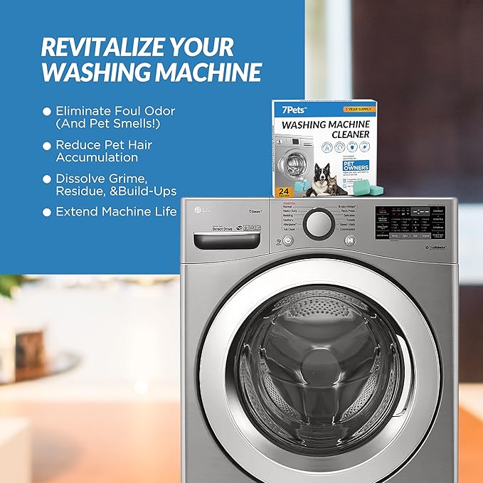 Washing Machine Cleaner Tablets - 24 Count 1-Year Supply | Formulated for Pet Owners | Pet-Friendly Deep Descaler | HE, Top & Front Load | Septic Safe & Eco-Friendly | Eliminates Odor & Residue-Ruum Studio Home