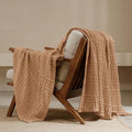 PHF 100% Cotton Waffle Weave Throw Blanket, Soft Lightweight Breathable Cozy Summer Throws for Couch Bed Sofa, Luxury Aesthetic Woven Blanket for Home Decor & Office, 50"x60", Camel-Ruum Studio Home