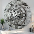The Gears Clock 24'' Inch Real Moving Gear Wall Clock England Line (Grey & White, 24 inches (60 cm))-Ruum Studio Home