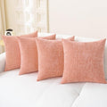 CaliTime Throw Pillow Covers Decorative 18 X 18 Inches Pack of 4 Cozy Chenille Cushion Cases for Couch Sofa Bed Living Room Home Dusty Pink-Ruum Studio Home